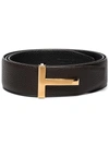 Tom Ford Reversible T-buckle Belt In Schwarz