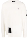 RAF SIMONS REVERSED SLOGAN-PATCH CABLE KNIT JUMPER