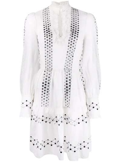 Temperley London Robin Long-sleeve Mini Dress In Weiss