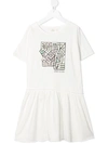 Andorine Teen Logo-print Ruffled T-shirt Dress In White