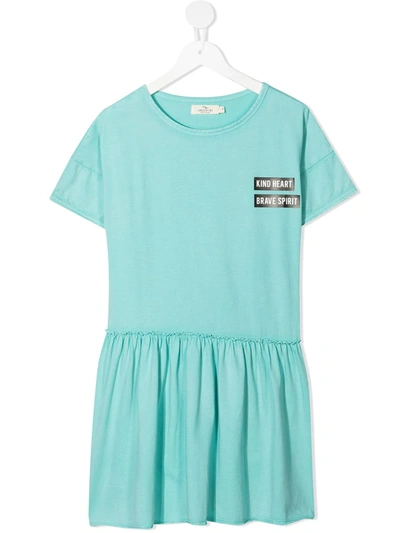 Andorine Teen Slogan-print T-shirt Dress In Green