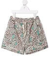 Andorine Teen Geometric Print Shorts In Neutrals