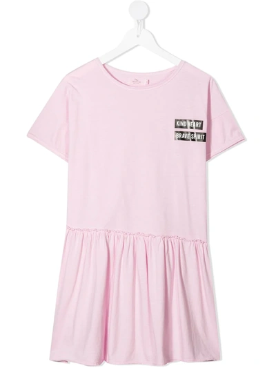 Andorine Kids' 褶饰半身裙t恤式连衣裙 In Pink