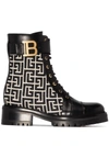 Balmain Black Jacquard Monogram Ranger Romy Boots In Black