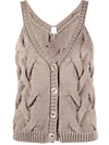 ELEVENTY CABLE-KNIT SLEEVELESS TOP