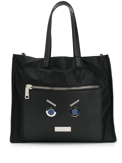 Pre-owned Fendi Face-print Tote Bag In Black