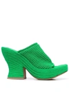 Bottega Veneta Wedge Knit Slide Wedge Platform Sandals In Green