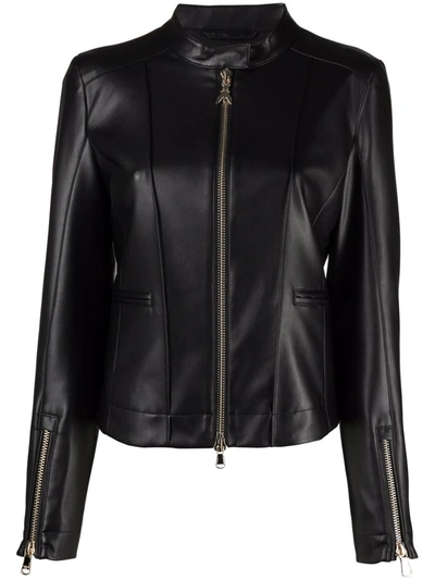 Patrizia Pepe Biker Panelled Jacket In Black