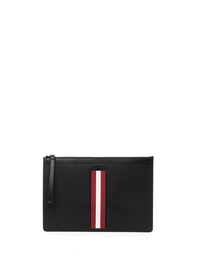 Bally Large Bollis Leather Clutch In Black