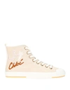 See By Chloé See By Chloe Aryana High Top Logo Print Fabric Sneakers In Beige