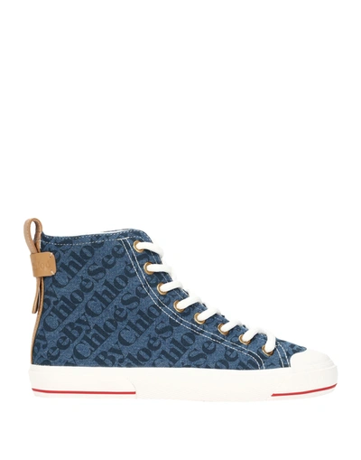 SEE BY CHLOÉ SEE BY CHLOÉ ARYANA SNEAKERS WOMAN SNEAKERS BLUE SIZE 8 TEXTILE FIBERS, SOFT LEATHER,17075352QB 15