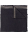 Brunello Cucinelli Stripe Detailing Frayed Scarf In Blau