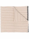 Brunello Cucinelli Cashmere Ribbed Scarf In Nude