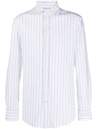 Brunello Cucinelli Striped Cotton Shirt In Weiss
