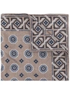 Brunello Cucinelli Geometric-print Silk Pocket Scarf In Tan