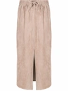 BRUNELLO CUCINELLI DRAWSTRING SUEDE SKIRT