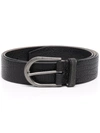 Brunello Cucinelli Cracked-effect D-ring Belt In Schwarz