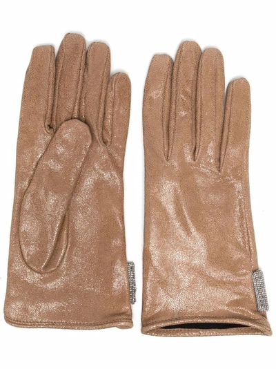 Brunello Cucinelli Bead-embellished Gloves In Nude