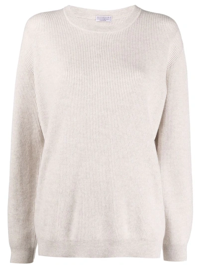 Brunello Cucinelli Long-sleeve Knitted Jumper In Nude