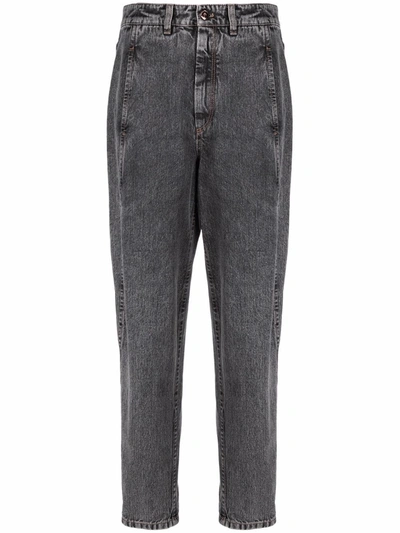Brunello Cucinelli High-waisted Straight-leg Jeans In Black