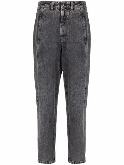 Brunello Cucinelli High-waisted Straight-leg Jeans In Anthracite