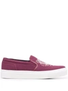 Kenzo Women's Fuchsia Cotton Slip On Sneakers In Pink