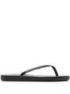 Ancient Greek Sandals Saionara Black Leather Flip Flops In Black