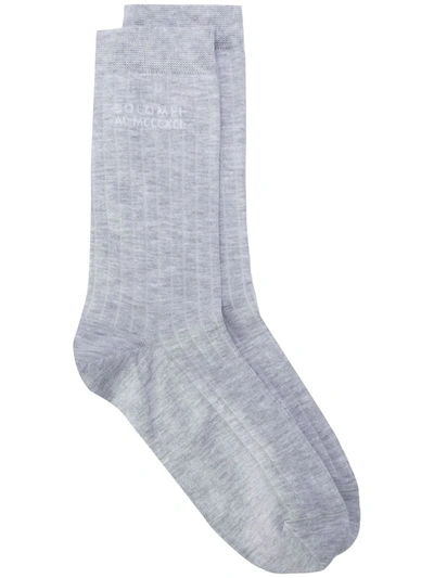 Brunello Cucinelli Ribbed Mid-length Socks In 灰色