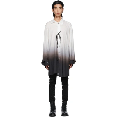 Ann Demeulemeester White & Black Degradé Shirt In White,multi