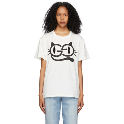 Gucci Cat Eyes Print Cotton Jersey T-shirt In White
