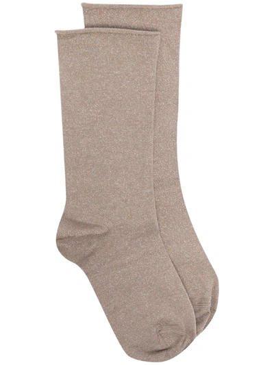 Brunello Cucinelli Glittered Ankle Socks In Neutrals