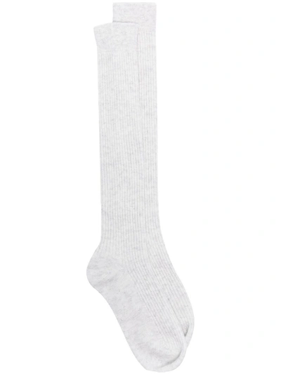 Brunello Cucinelli Ribbed Ankle Socks In Grey