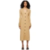 Proenza Schouler Midweight Ribbed Button Front Knit Maxi Dress In Khaki