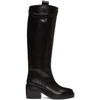Ann Demeulemeester Leather Stan Heel Riding Tall Boots In Black