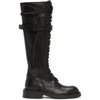 ANN DEMEULEMEESTER BLACK HIGH COMBAT BOOTS