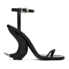 GIVENCHY BLACK TRIPLE TOES HORN HEELED SANDALS