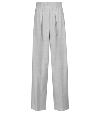 Brunello Cucinelli High-rise Straight Wool Pants In 灰色