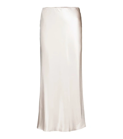 Dorothee Schumacher Sense Of Shine Silk Satin Midi Skirt In Weiss