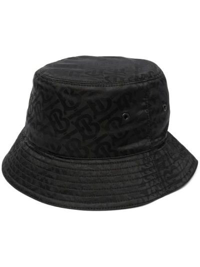 Burberry Monogram-print Bucket Hat In Grey