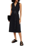 JOSEPH BELTED WOOL-BLEND FAILLE MIDI WRAP DRESS,3074457345626263394