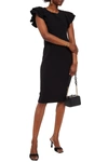 MICHAEL KORS RUFFLED WOOL-BLEND CREPE DRESS,3074457345626164671