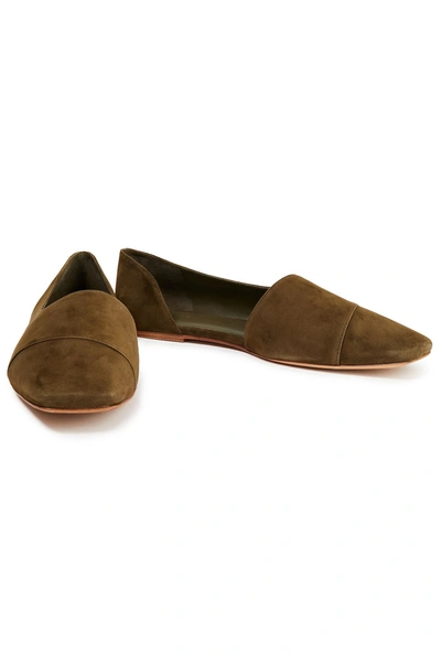 Vince Cyder Suede Slippers In Green
