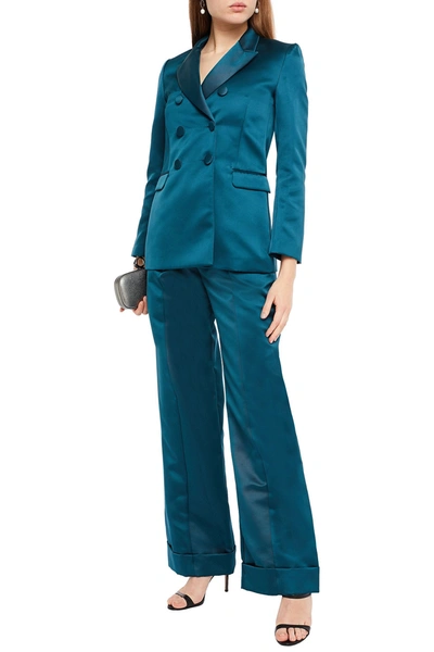 Les Héroïnes By Vanessa Cocchiaro Gladys Double-breasted Satin Blazer In Blue