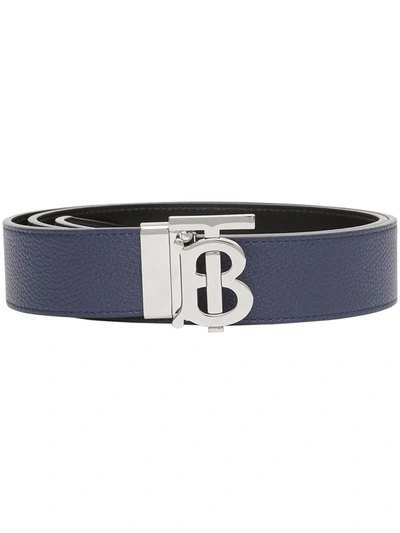 Burberry Reversible Monogram Motif Leather Belt In Blue