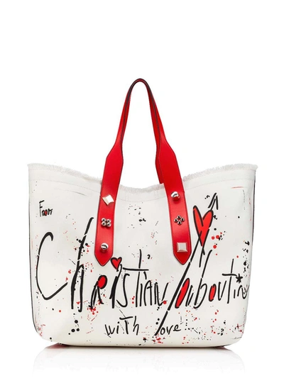 Christian Louboutin Frangibus Tote In White Faux Leather