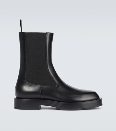 Givenchy Squared Box Leather Chelsea Boots In Black
