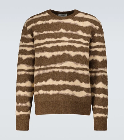 Nanushka Virote Fluffy Jacquard Knit Sweater In Brown,neutral