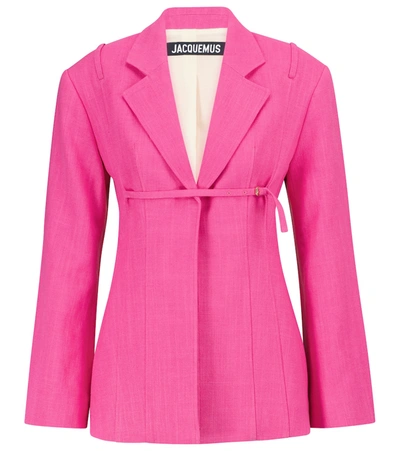 Jacquemus La Waistcoate Sauge Line-blend Jacket In Pink