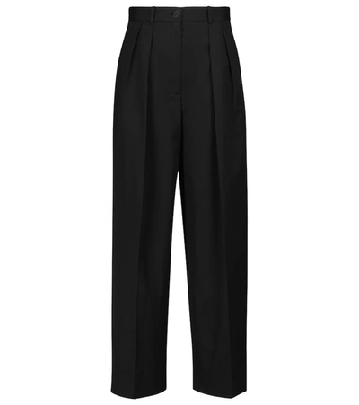The Row Chandler Cotton-corduroy Wide-leg Trousers In Black