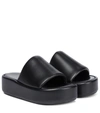 Balenciaga Rise Logo-print Leather Platform Slides In Black/white